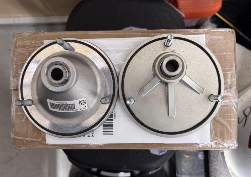 Comparison photo of the stock and the Alekshop top mounts.